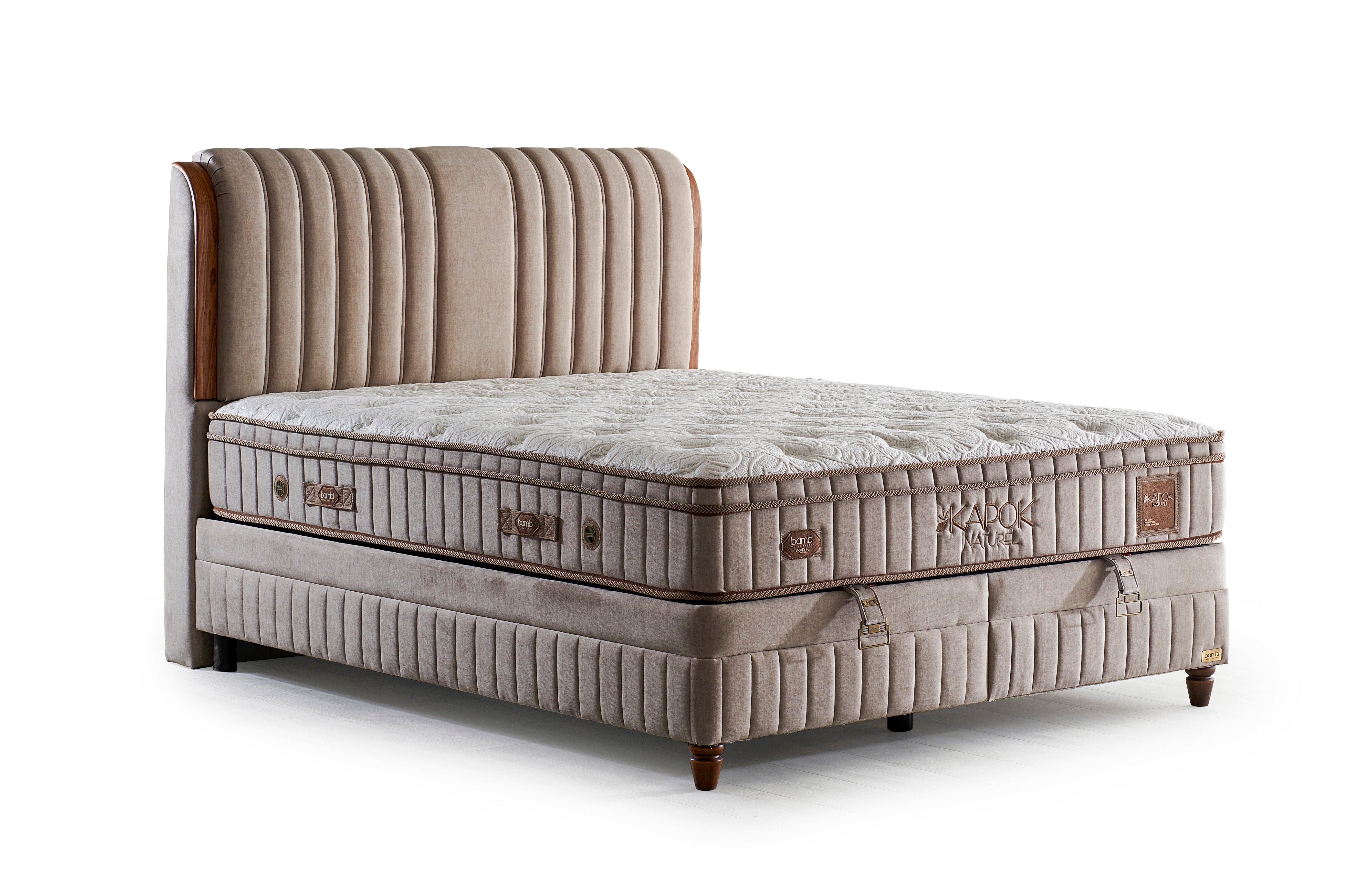 Bambi Kapok Naturel Boxspringbett mit Bettkasten