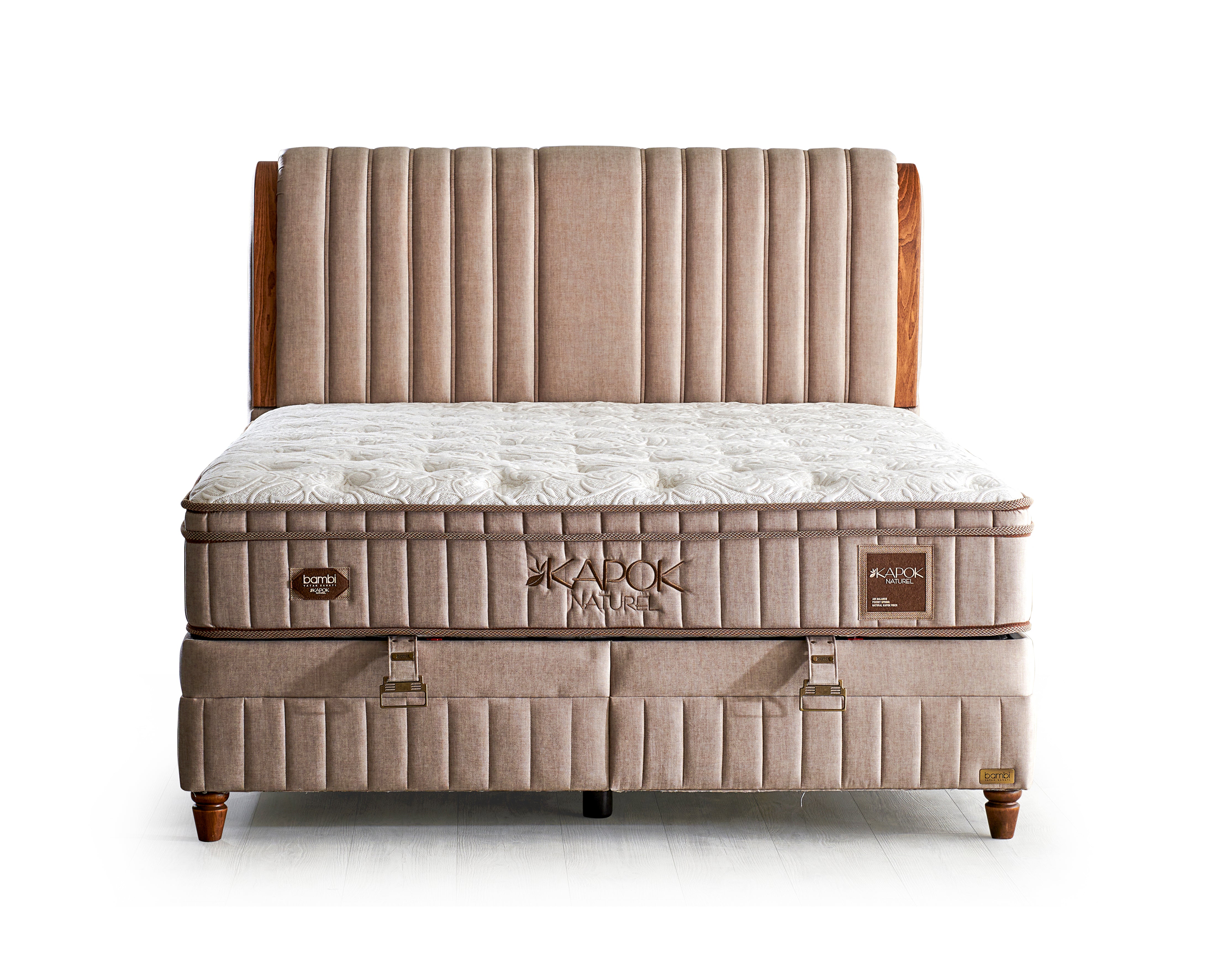 Bambi Kapok Naturel Boxspringbett mit Bettkasten