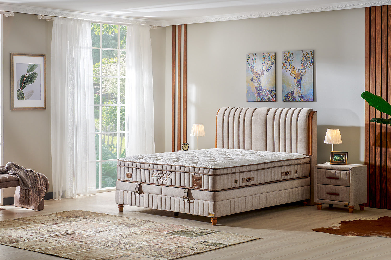Bambi Kapok Naturel Boxspringbett mit Bettkasten